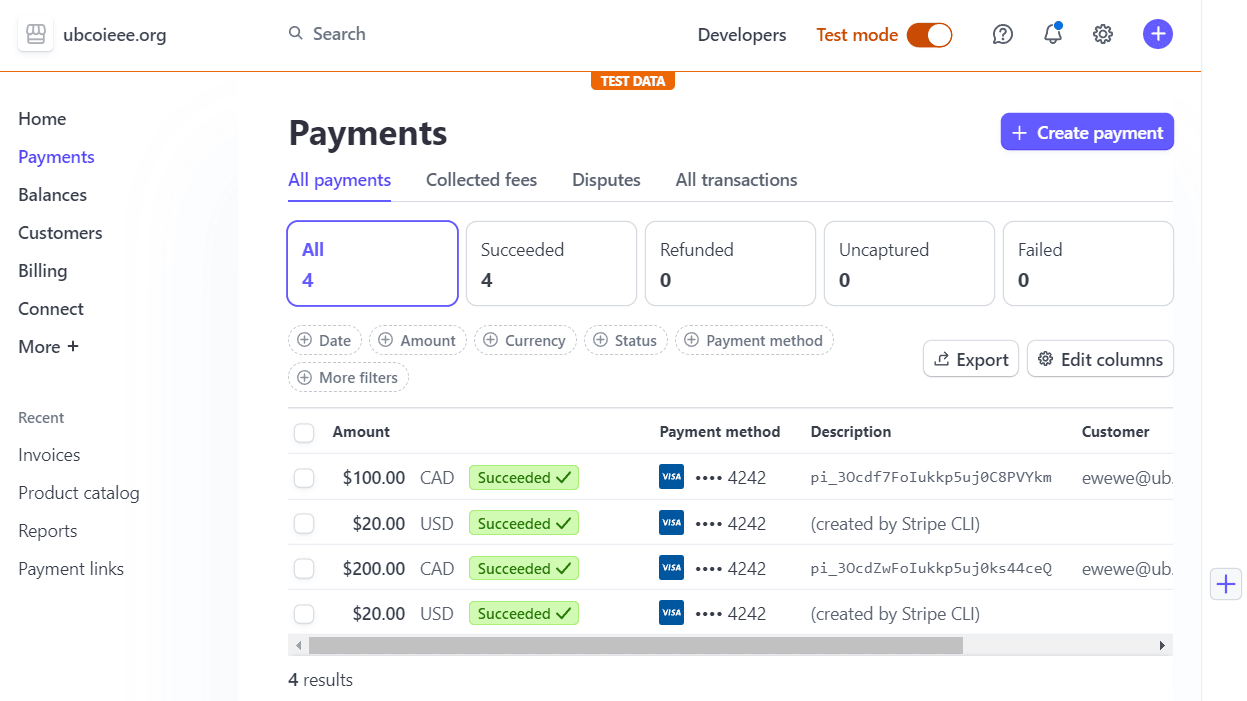 #1: Stripe Test Mode